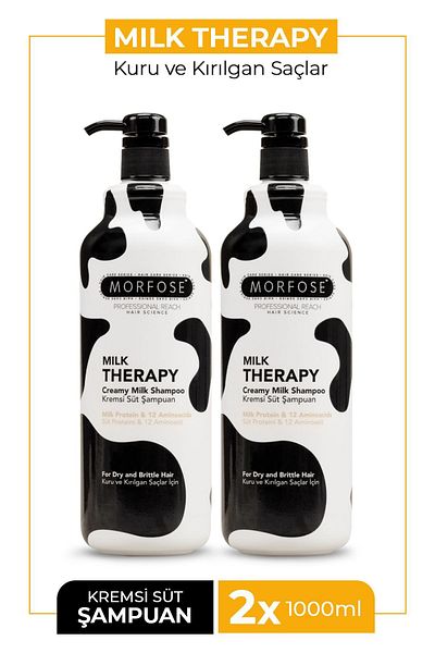 Morfose Milk Therapy Shampoo 1000 ml 2 Pieces - Moisturizing and Soft Hair