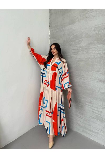 PREMİER VİE Καλοκαιρινό φόρεμα με μοτίβο νέας σεζόν Hijab