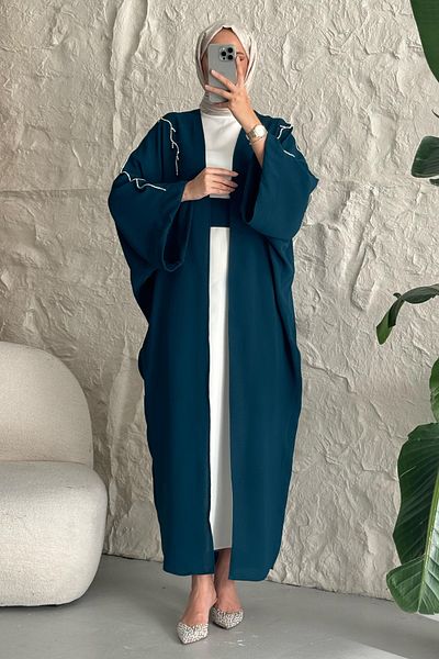 InStyle Rochie de piatră cu model de iedera Abaya Albastru petrol