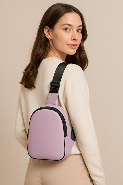 gio&mi Alessi Women's Lilac Cross Adjustable Two-Compartment Chest Bag