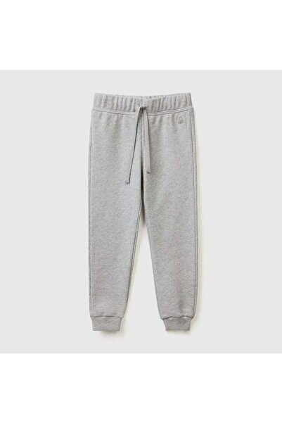 United Colors of Benetton Dívčí šedé tepláky s vyšívaným logem Melange
