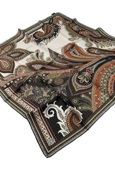 Levidor Μεταξωτό μαντήλι Twill LD521 Ethnic Pattern Khaki - Tan