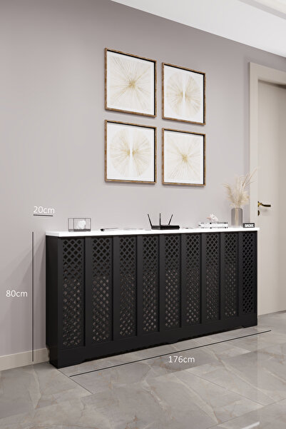 BAGAX Perge Model, Siyah Üstü Beyaz Renk,iç Ölçü 176 Cm Dış Ölçü 180 Cm Petek...