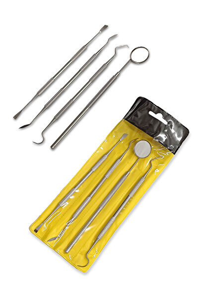 Profisher Paslanmaz Çelik Diş Temizleme Ağız Bakımı 4 Li Set Ayna Orak Skaler...