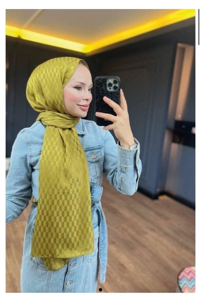 VALORSCARF Valor qoza desen ipek jakar zeytin yeşili