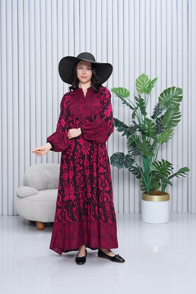 My Blog Rochie de mărime mare cu model etnic burgundă - 3001 - 1