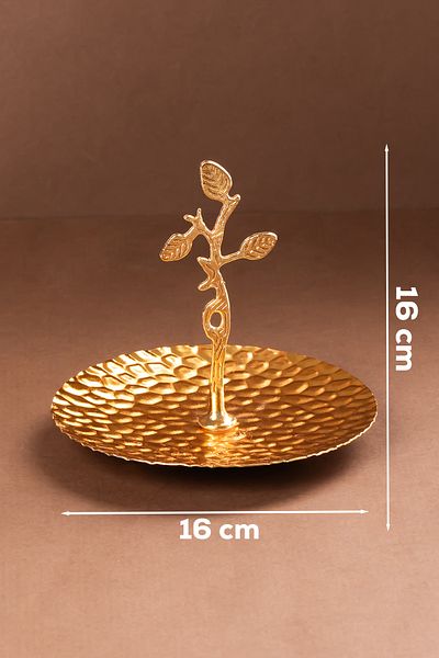 Porsima 4324 Gold Round Metal Mini Presentation Bowl - Catering Turkish Delight Bowl Cookie Bowl Snack Bowl