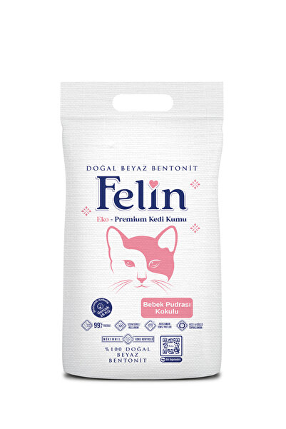 FELİN Bebek Pudrası Kokulu Topaklanan Ince Taneli Kedi Kumu 15 Kg