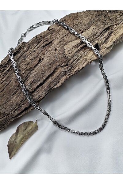 Luna Jewelry Erkek Gümüş Renk Kral Zincir Model 316 L Çelik Kolye