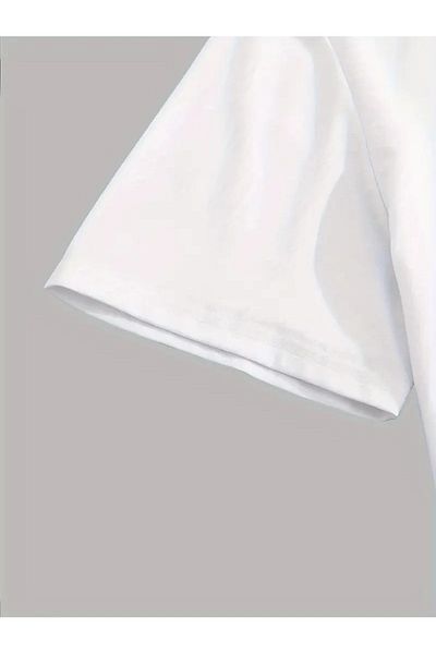 MODARİCH Angel Wings T-Shirt - White Printed Oversize Crew Neck Short Sleeve Loose