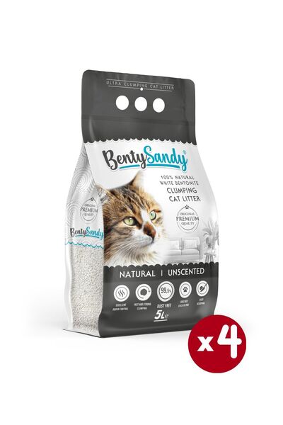 BentySandy Naturel Kokusuz Topaklanan Ince Taneli Kedi Kumu 5lx4