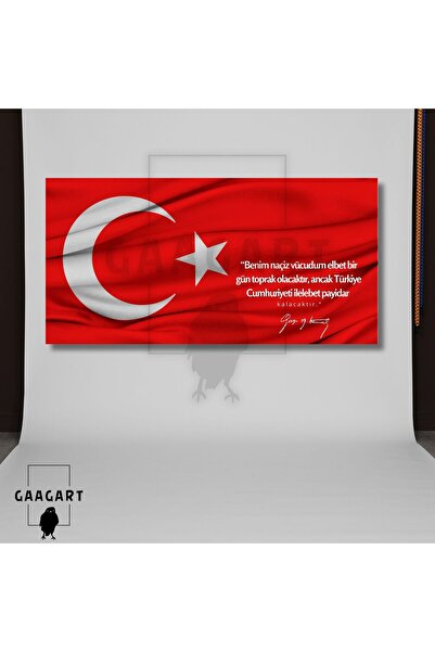 GAAGART Panoramik Kanvas Makam Panosu Bayrağı Atatürk Benim naçiz vücudum elb...