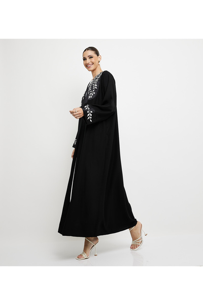 Rosette Abaya أسود-R-202488