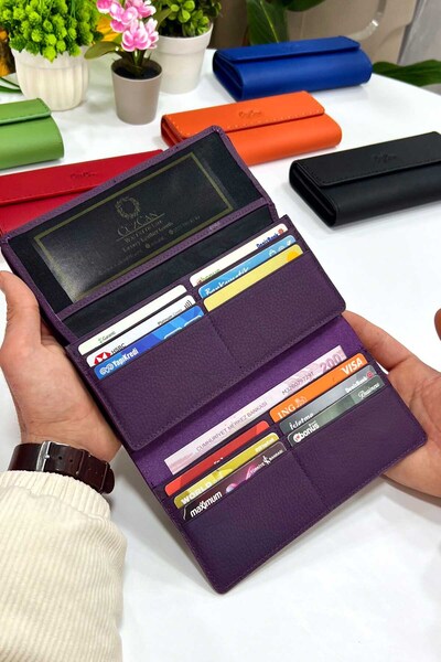 CüzCan Hilton Mürdüm Справжня шкіра з плетеним візерунком Жіночий гаманець