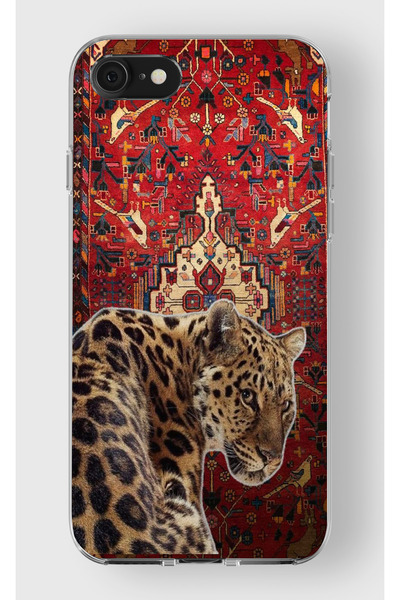 moonset Iphone 7 / 8 / SE Uyumlu Leopar Tasarımlı Baskılı Şeffaf Telefon Kılıfı