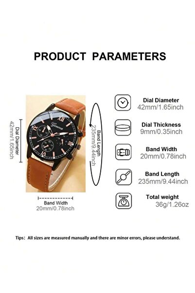 Geneva Men's Casual Watch Set with 3 Pieces Leather Straps Great Gift