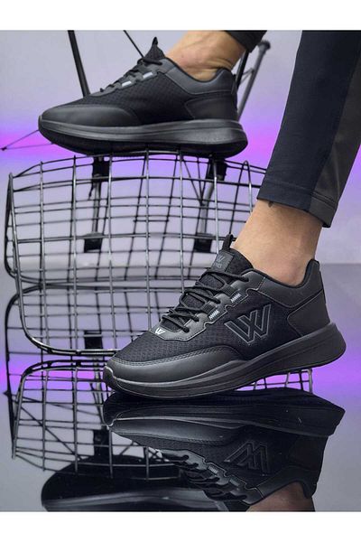 Weynes Men's Black Lace-Up Daily Mesh Comfortable Sports Shoes Sneaker Wsb4028