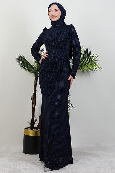 GİYZAMİLA Πλισέ φόρεμα Stoned Buzy Navy Blue