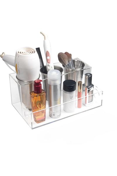 Generic Acrylic Hair Tool Organizer, Clear Hair Dryer And Styling Holder, Countertop Holder