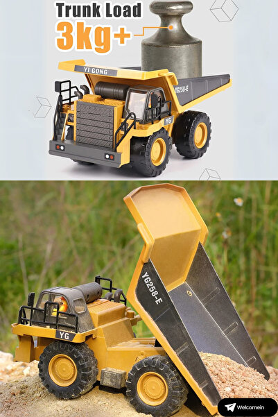 welcomein Oyuncak 2.4 Ghz Uzaktan Kumandalı Kamyon Led Işıklı Sesli Damperli Kamyon İş Makinası