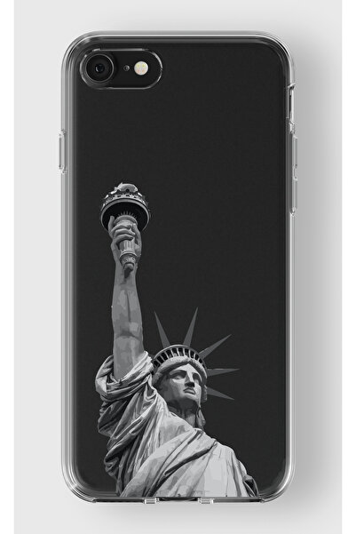 moonset Iphone 7 / 8 / SE Uyumlu Özgürlük Heykeli Tasarımlı Baskılı Şeffaf Te...