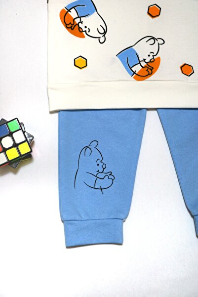 Pırlanta baby Bebek Pamuklu Winnie Baskılı Pijama Takımı - 0-24 Ay