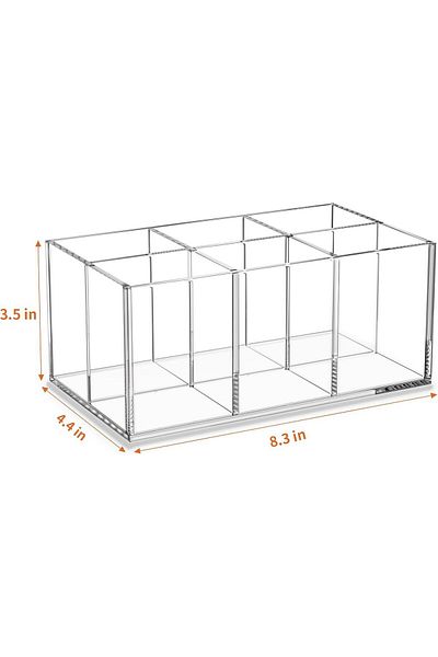 Generic Clear Makeup Brush Holder, Acrylic 6-slot Organizer For Vanity Countertop