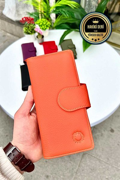 CüzCan Bayern Orange Genuine Leather Ultra Useful Women's Wallet