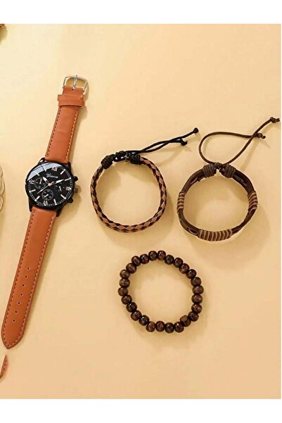 Geneva Men's Casual Watch Set with 3 Pieces Leather Straps Great Gift