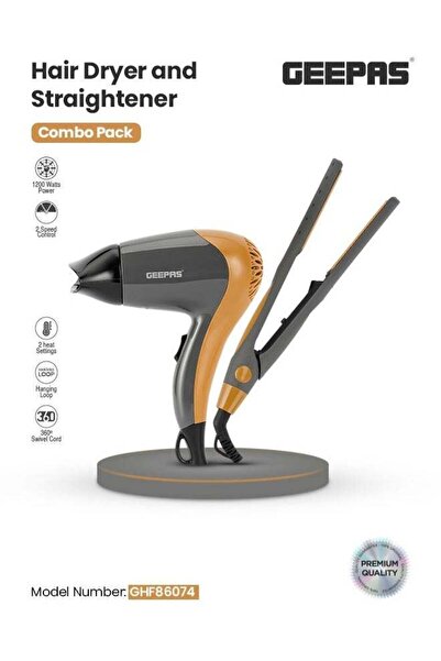 Geepas مجفف ومُصفف شعر جيباس، طقم تصفيف شعر 2 في 1