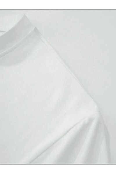 MODARİCH Blessed T-Shirt - White Printed Oversize Crew Neck Short Sleeve Loose