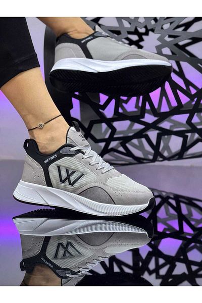 Weynes Pantofi sport confortabili, gri alb, zilnic, cu șireturi, pantofi sport WSB4026