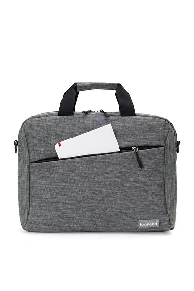 logitech Valisă originală pentru notebook din țesătură gri de 15,6 inchi pentru afaceri și servietă zilnică pentru laptop