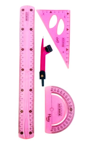 Glanart 30 cm Flexible Unbreakable Ruler Set of 4 (Ruler, Ruler, Angle Measure and Set with Ruler)