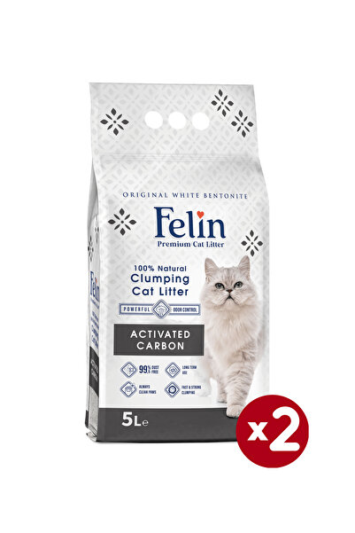FELİN Aktif Karbonlu Topaklanan Ince Taneli Kedi Kumu 5lx2