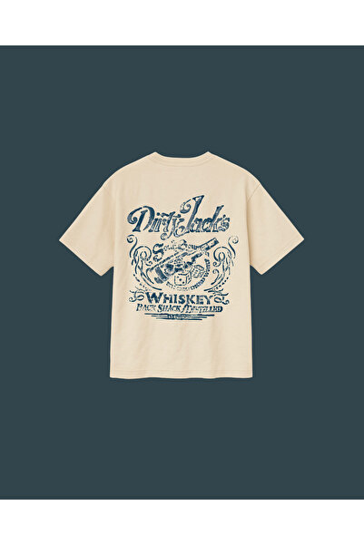 Altair Tr Beige Color Dirty Jacks Whiskey Printed Oversize Unisex T-Shirt T-S...