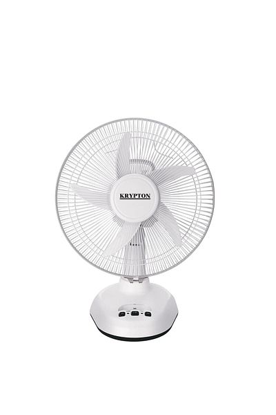KRYPTON 12'' Table Fan with LED | 2-Speed | Oscillating/Static Modes | Portable Desk Fan for Home/Office