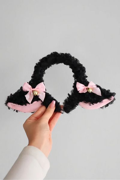 Aesthia Black Sheep Eared Hair Crown with Bells