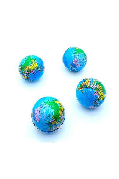 CNE Ticaret Mini Sponge World Globe 6 cm Stressball Quad Pack