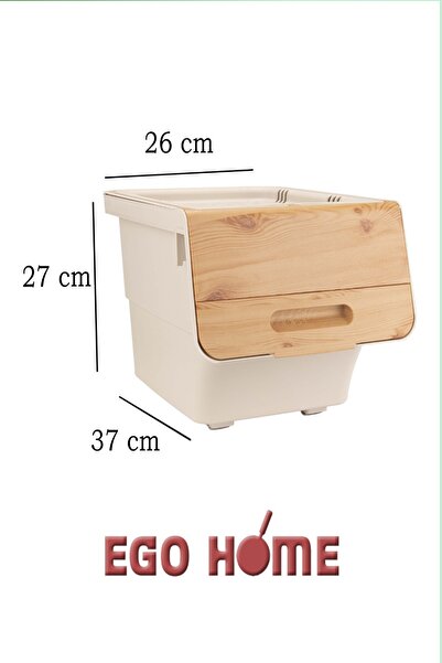 ego home Bambu Renk Tekerlekli Patateslik Soğanlık Oyuncak Kutusu Patates Ve Soğan Sepeti Mote 12 Lt(1 ADET)