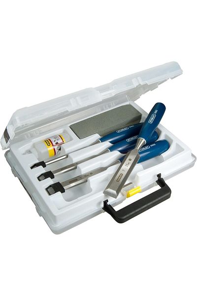 Stanley 4 Piece Chisel Set Includes 6, 12, 18, 25 mm High Carbon Steel Blade Chisels With Sharpening