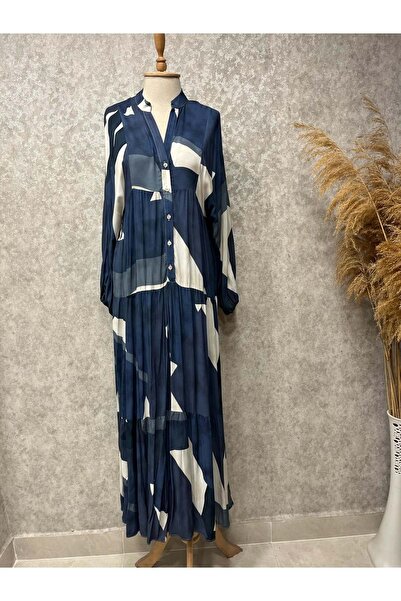 Abacı 25Y17068 ELBİSE YARIM DÜĞME KAPAMA VİSKON KUMAŞ LACI