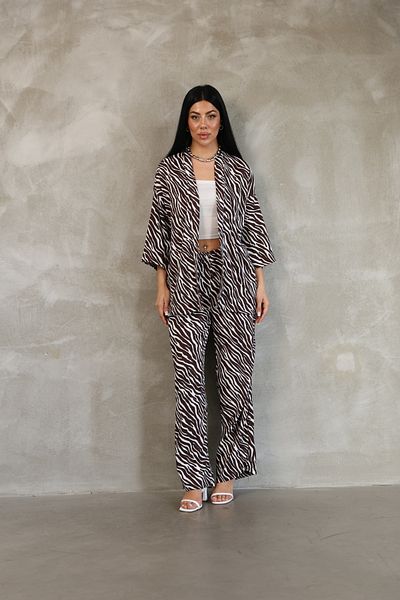 Jack Ferrero Patterned 2-Piece Elastic Tunic Pants Set