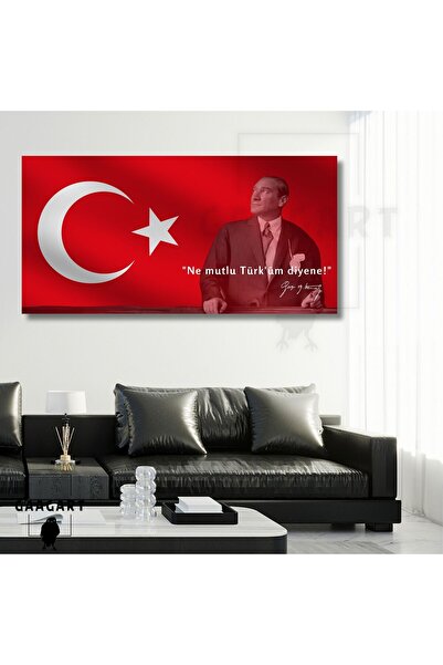 GAAGART Panoramik Kanvas Makam Panosu Atatürk Sözleri "Ne mutlu Türk'üm diyene!"