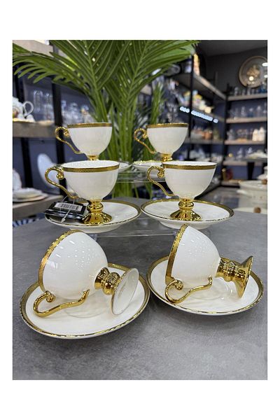 ACAR Thelma Gold 6-Piece Coffee Cup Set White