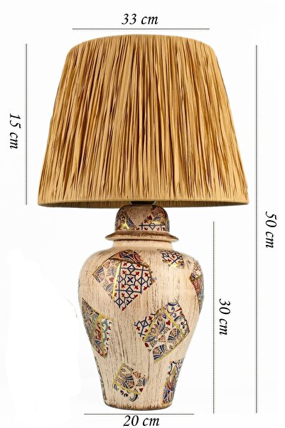Hmydesign Asie Handmade Desenli Seramik Abajur Krem