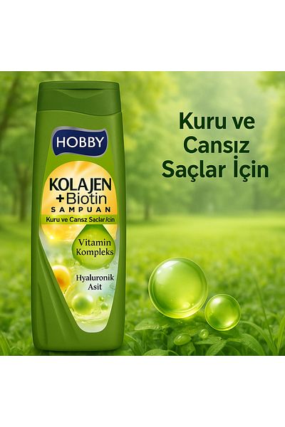 Hobby Shampoo for Dry and Lifeless Hair Collagen&Vitamin&Hyaluronic Acid 480 ml 6 Pcs