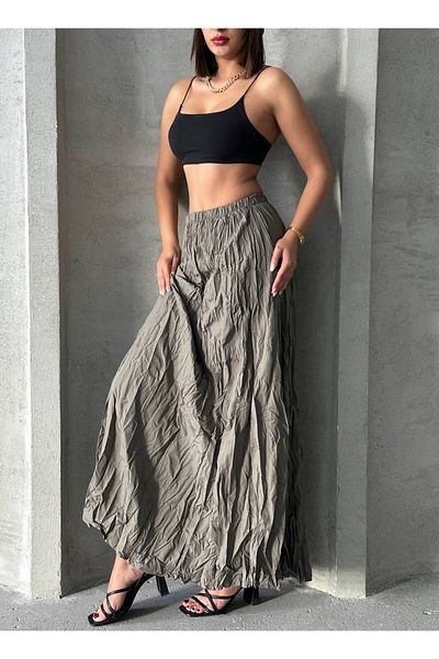 İLKCET MODA Γυναικεία φούστα Khaki Maxi Length