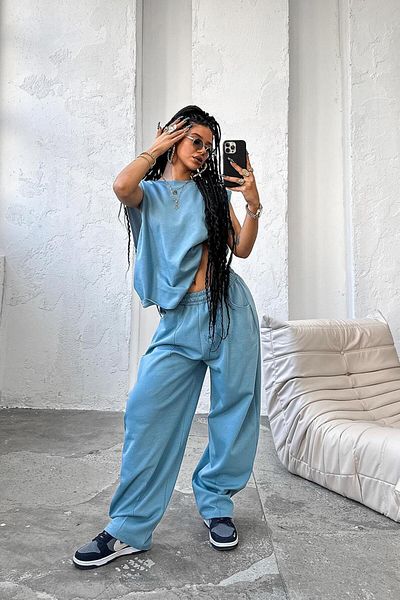 HAFKAGİYİM Baby Blue Cozy Premium Πλισέ φαρδιά αθλητική φόρμα