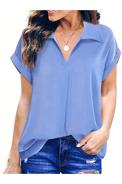 ALPACO Bluză lungă Sandy cu mâneci scurte pentru femei -COLLECTION